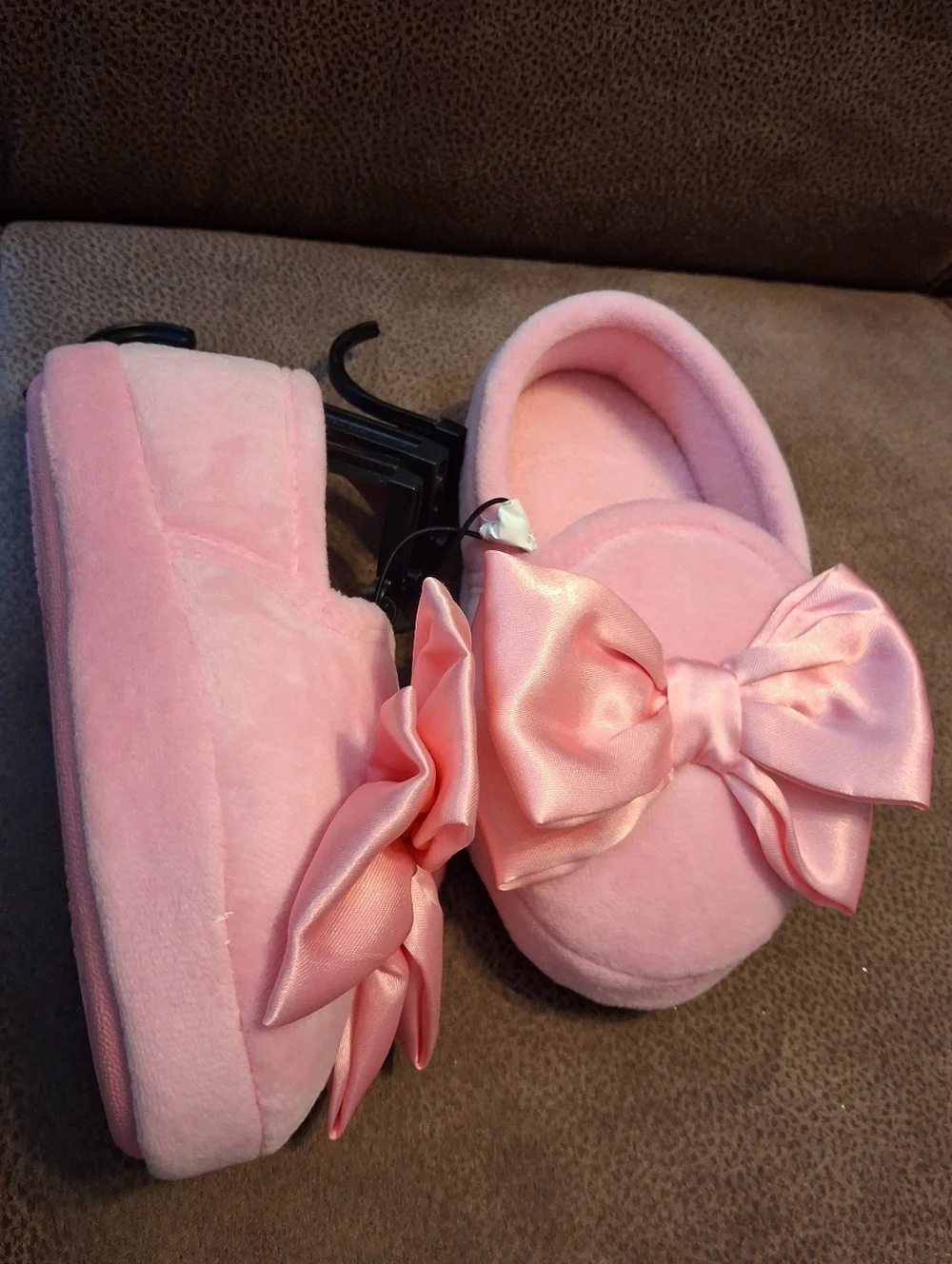 Wonder Nation Kids Pink Bow Slippers Size 5-6 Infants